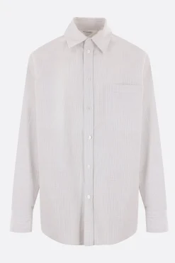 camicia in cotone e lino a quadri ricamo logo BV