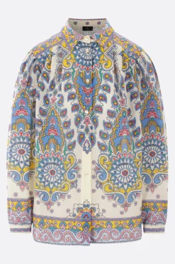 camicia in cotone e seta stampa Paisley