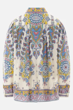camicia in cotone e seta stampa Paisley
