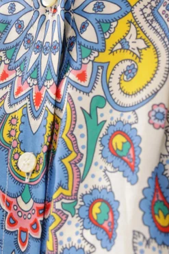 camicia in cotone e seta stampa Paisley