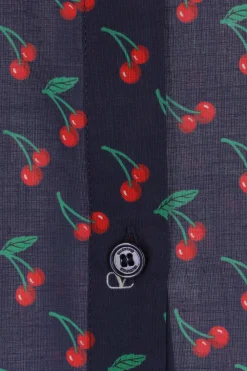 camicia in cotone stampa ciliegie