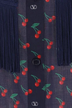 camicia in cotone stampa ciliegie