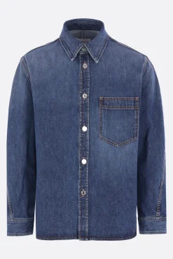 camicia in denim patch logo