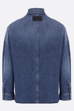 camicia in denim patch logo