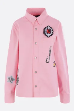 camicia in denim stampa grafica