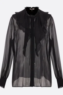 camicia in georgette con rouches