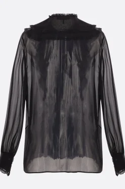 camicia in georgette con rouches