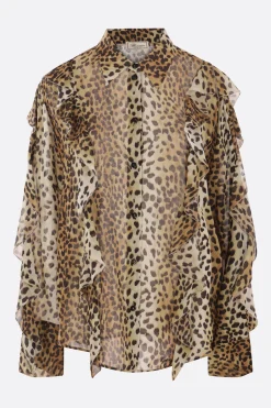 camicia in georgette stampa leopardo