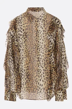 camicia in georgette stampa leopardo