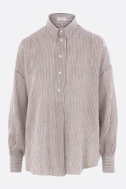 camicia in lino e seta a righe