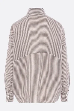 camicia in lino e seta a righe