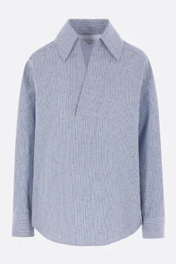 camicia in misto cotone e seta a righe