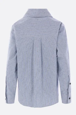 camicia in misto cotone e seta a righe