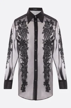 camicia in organza con ricami