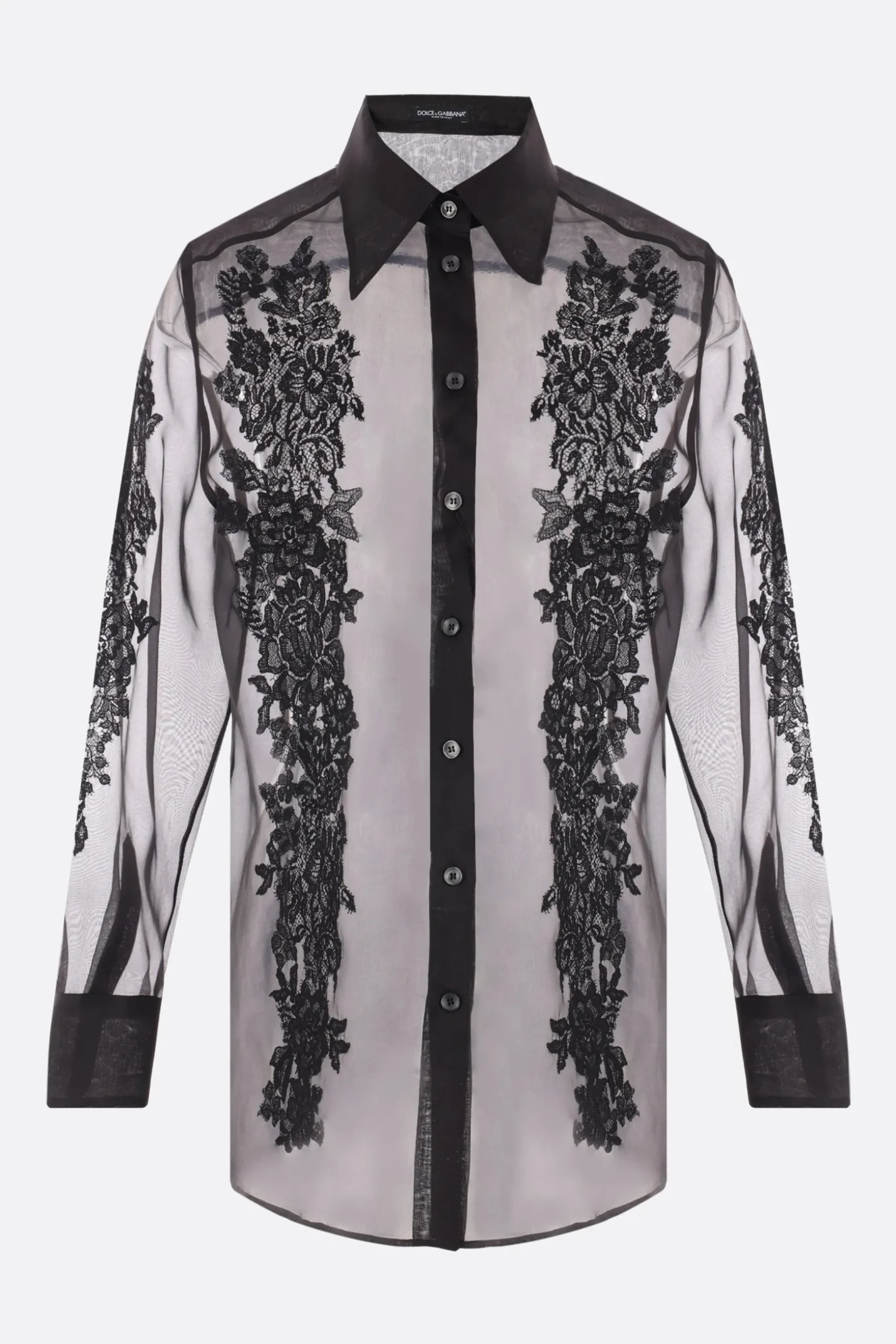 camicia in organza con ricami