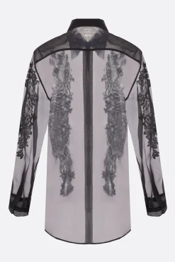 camicia in organza con ricami
