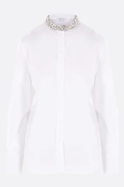 camicia in popeline con cristalli