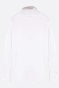 camicia in popeline con cristalli
