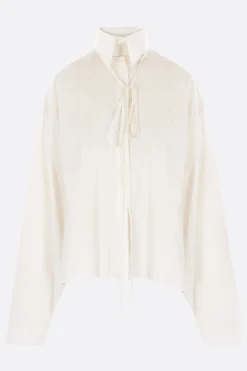 camicia in popeline con colletto removibile