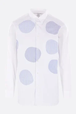 camicia in popeline con cut-out a righe