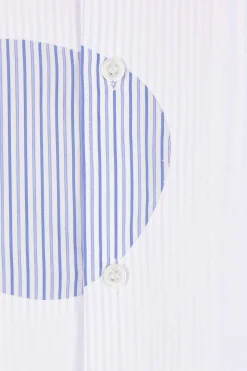 camicia in popeline con cut-out a righe