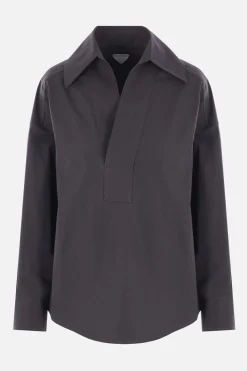 camicia in popeline di cotone e seta