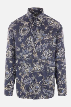 camicia in popeline stampa Paisley floreale