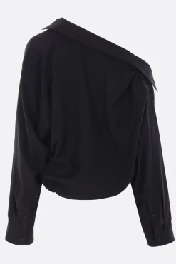 camicia One Shoulder in popeline fluido