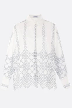 camicia oversize Bahia in pizzo sangallo