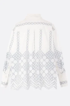 camicia oversize Bahia in pizzo sangallo