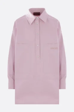 camicia oversize in canvas ricamo logo