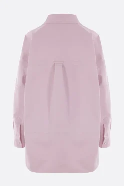 camicia oversize in canvas ricamo logo