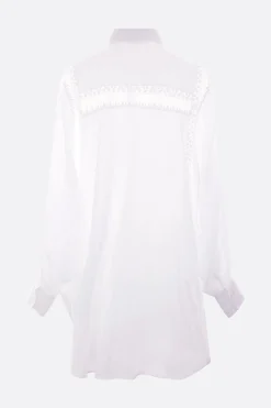 camicia oversize in cotone e pizzo