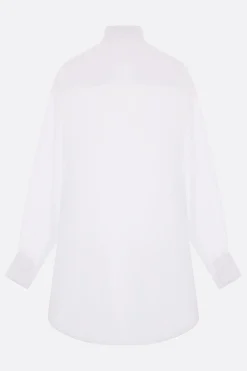 camicia oversize in popeline e pizzo