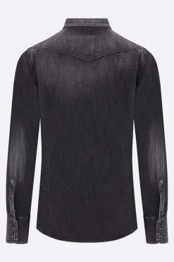 camicia texana in denim distressed