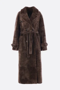 cappotto doppiopetto in astrakan merino