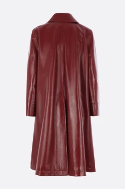 cappotto doppiopetto in pelle lucida