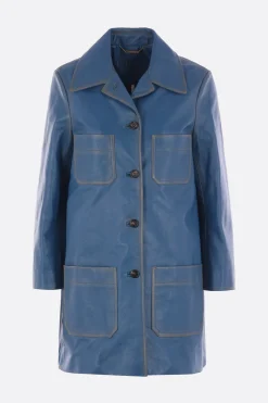 cappotto monopetto in pelle