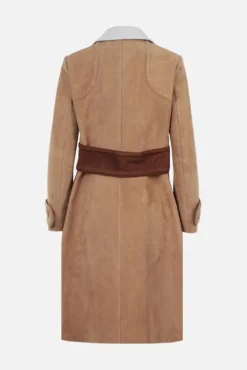 cappotto monopetto in suede con patch Viso