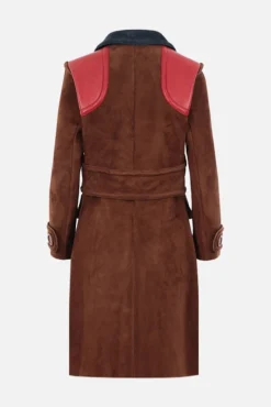 cappotto monopetto in suede con patch Fiori