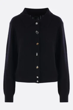 cardigan in lana e cashmere a trecce