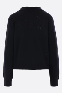 cardigan in lana e cashmere a trecce