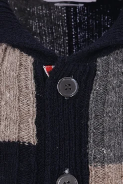 cardigan patchwork in lana a trecce