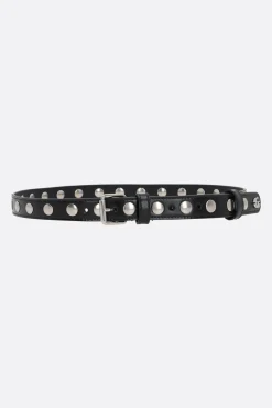 cintura in pelle liscia con borchie