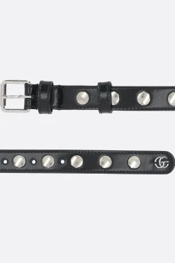 cintura in pelle liscia con borchie