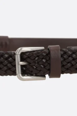cintura in pelle liscia e intrecciata