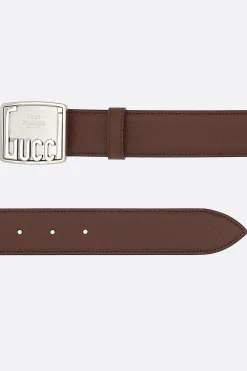 cintura in pelle martellata con fibbia Gucci