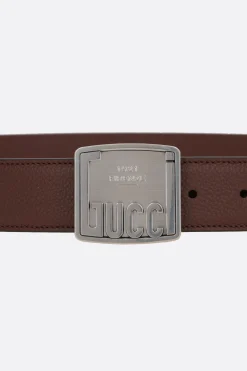 cintura in pelle martellata con fibbia Gucci