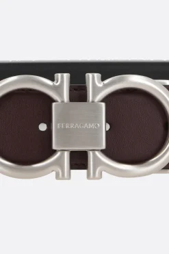 cintura reversibile Gancini in pelle liscia