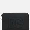 clutch media in pelle martellata ricamo DG